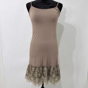 Hem & Thread Lace Trim Slip Dress Sundress Size S Light Brown Soft Girl Coquette